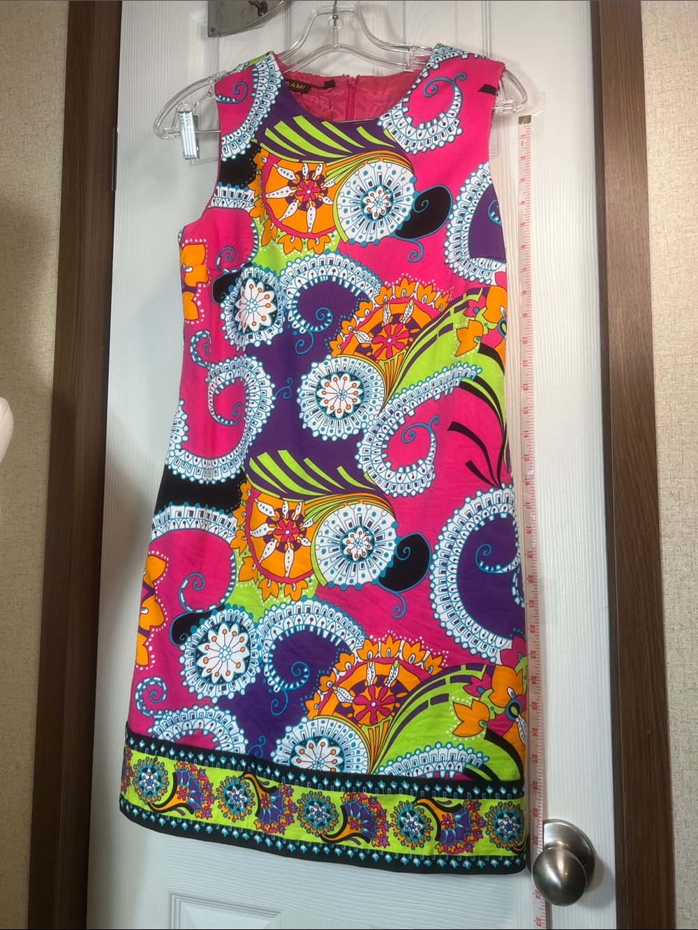 Vibrant Pink Paisley Asymmetrical Shift Dress